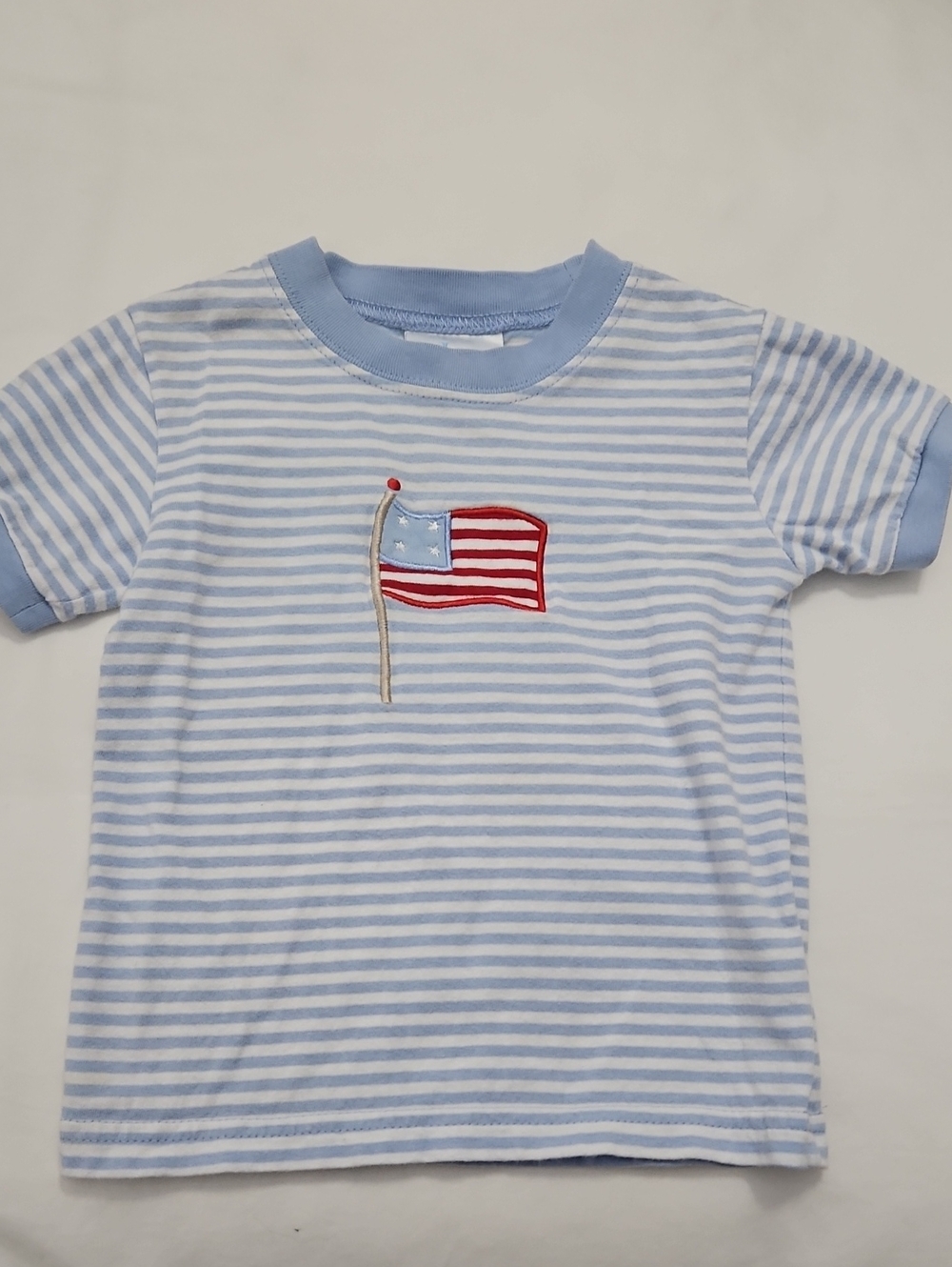 Little English Light Blue Striped Flag Tee